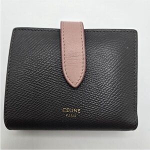 Celine Black Wallet with Pink Strap